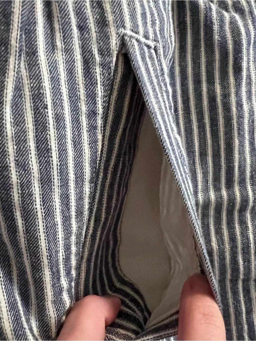 J.CREW Women's Skirt Pull On Linen Blend Railroad Stripe Pockets Size Small